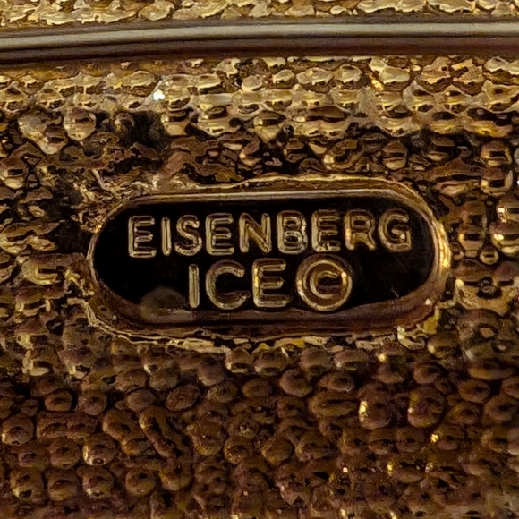 Vintage Eisenberg Ice Red Enamel Rhinestone Ornament Brooch - Picture 4 of 7